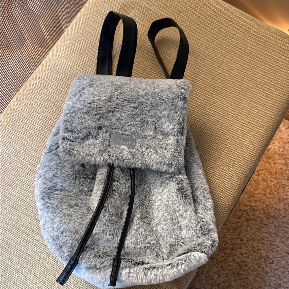 🔥 Justice Gray Faux Fur Mini Backpack - Unbranded- Purse